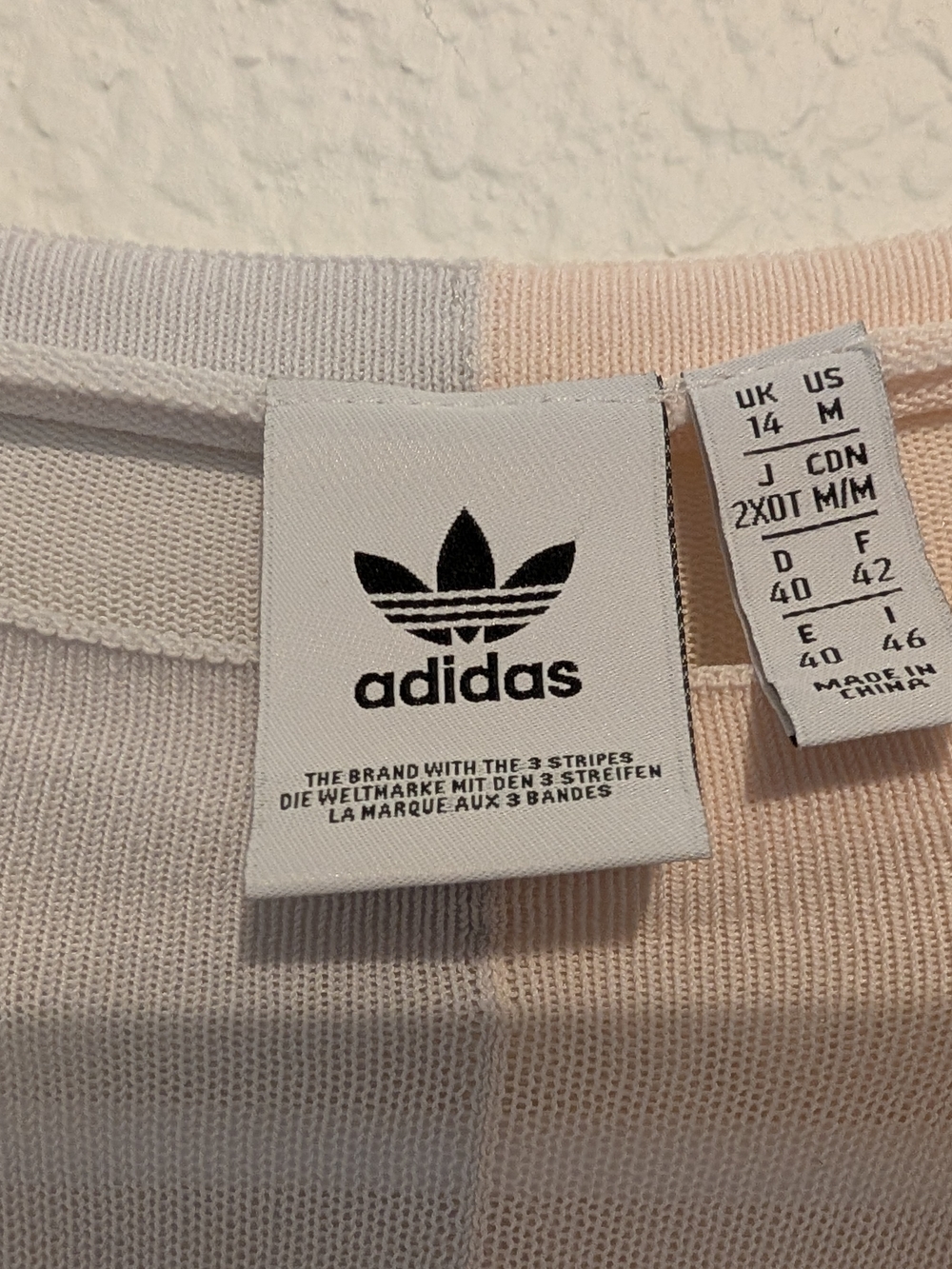 adidas Colorblock Long Sleeve Mesh Knit Top - Lavender & Cream Size Medium M - Picture 3 of 4